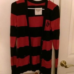 Red and Navy Cardigan Abercrombie & Fitch